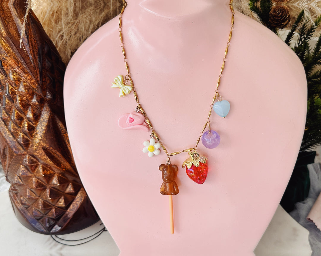 Teddy & Strawberry charm chain