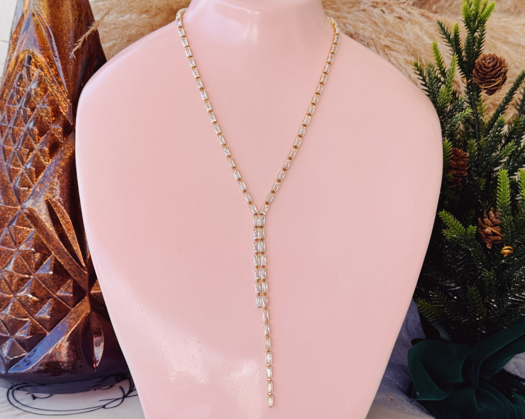 Velvet rhinestone lariat