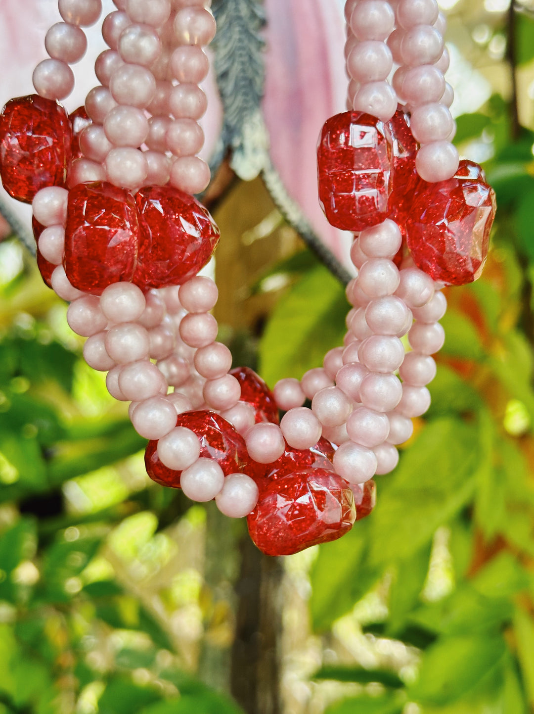 Pink pearl heart ♥️ choker