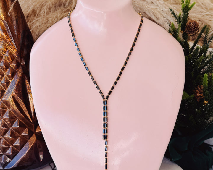 Velvet rhinestone lariat