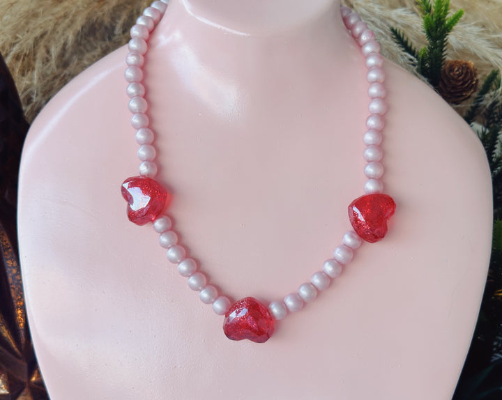 Pink pearl heart ♥️ choker