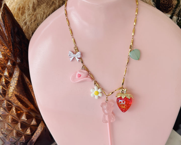 Teddy & Strawberry charm chain