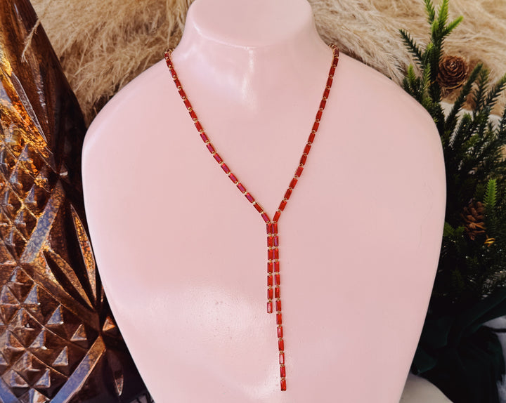 Velvet rhinestone lariat